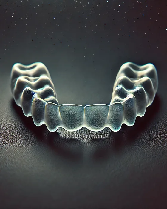 A clear custom dental appliance